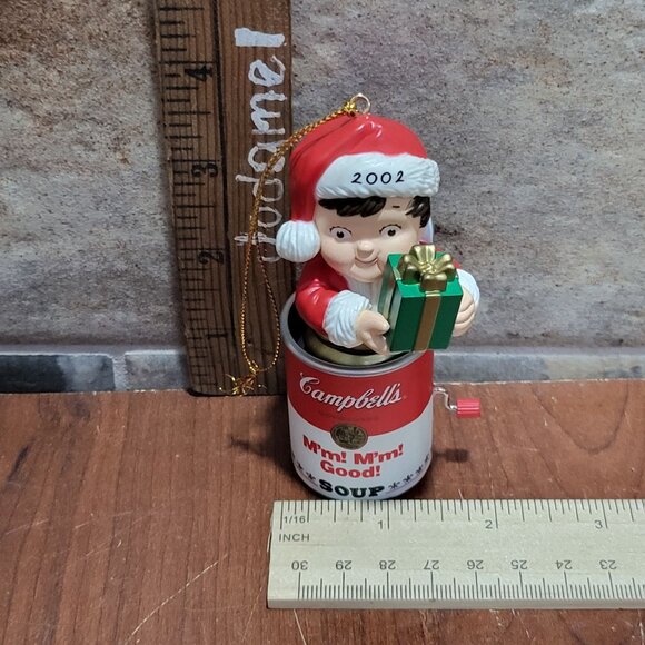 Campbells Soup Jack in a Box Kid Santa Soup Can Christmas Ornament 2002 - Picture 8 of 11